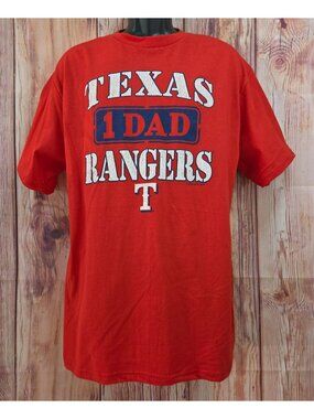 Texas Rangers No. 1 Dad MLB Red T-Shirt Large